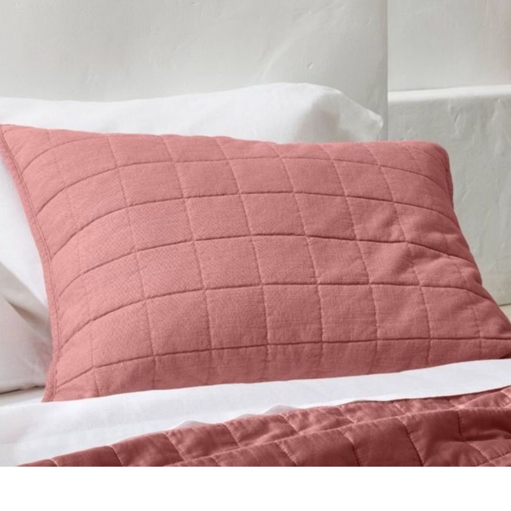 NEW Casaluna Standard Heavyweight Linen Blend Sham in Rose